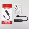 USB 3.2 Gen 1 metalinis daugiafunkcis stotelinis įrenginys su 3 USB prievadais ir kortelių skaitytuvu Axagon HMA-CR3A