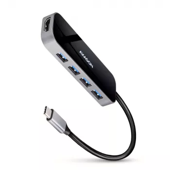 Axagon HMC-6H4A USB 3.2 Gen 1 centras, 4x USB-A, HDMI 4K/30Hz, PD 100W, 20cm USB-C laidas