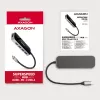 Axagon HMC-6H4A USB 3.2 Gen 1 centras, 4x USB-A, HDMI 4K/30Hz, PD 100W, 20cm USB-C laidas