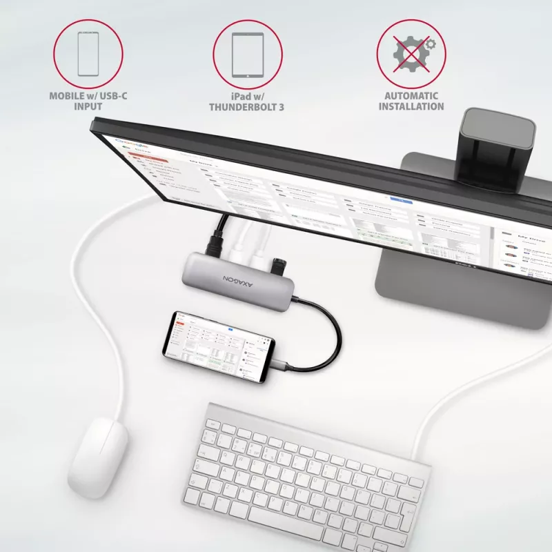 Axagon HMC-HCR3A 3x USB-A + HDMI + SD/microSD USB-C 3.2 Gen 1 hub 20 cm laidinis USB 3.2 Gen 1 (3.1 Gen 1) Type-C pilka