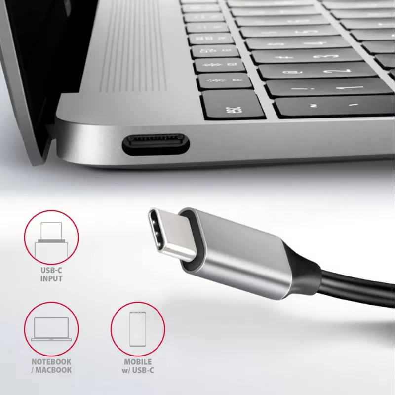 Axagon HMC-HCR3A 3x USB-A + HDMI + SD/microSD USB-C 3.2 Gen 1 hub 20 cm laidinis USB 3.2 Gen 1 (3.1 Gen 1) Type-C pilka