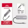Axagon HMC-HCR3A 3x USB-A + HDMI + SD/microSD USB-C 3.2 Gen 1 hub 20 cm laidinis USB 3.2 Gen 1 (3.1 Gen 1) Type-C pilka