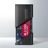 Axagon EEM2-SB2 išorinis USB-C 3.2 Gen 2 metalinis dėklas M.2 NVMe ir SATA SSD diskams, be varžtų