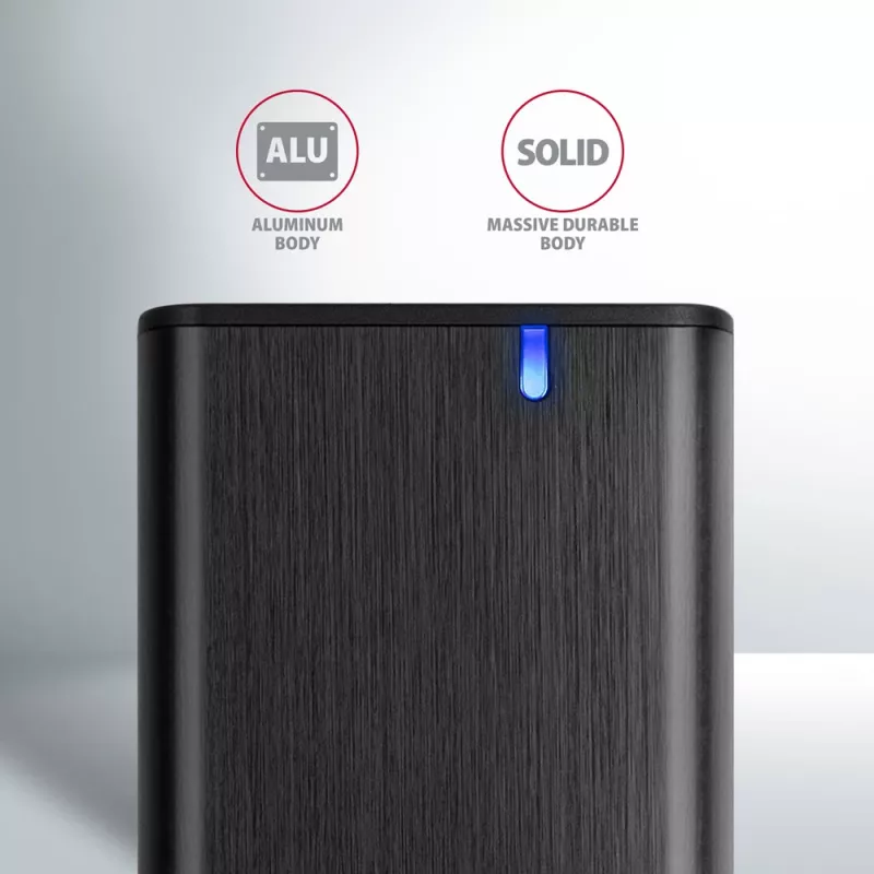 Axagon EEM2-SB2 išorinis USB-C 3.2 Gen 2 metalinis dėklas M.2 NVMe ir SATA SSD diskams, be varžtų