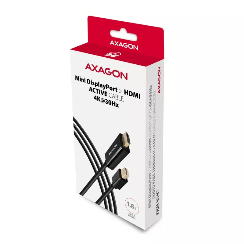 Axagon RVDM-HI14C2 Mini DisplayPort į HDMI adapterio laidas 4K 30Hz 1,8m