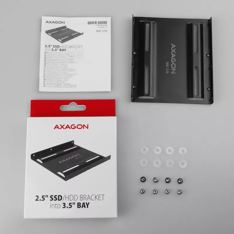 Axagon RHD-125B tvirtinimo rėmelis 2,5 colio diskui į 3,5 colio lizdą – juodas metalinis