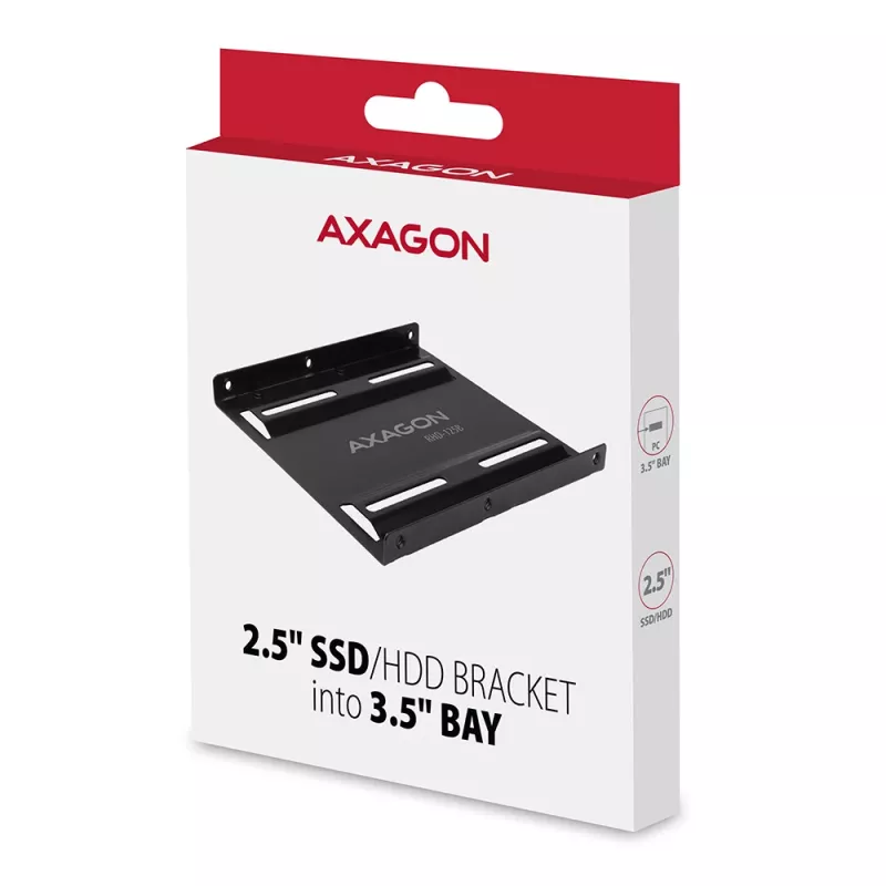 Axagon RHD-125B tvirtinimo rėmelis 2,5 colio diskui į 3,5 colio lizdą – juodas metalinis