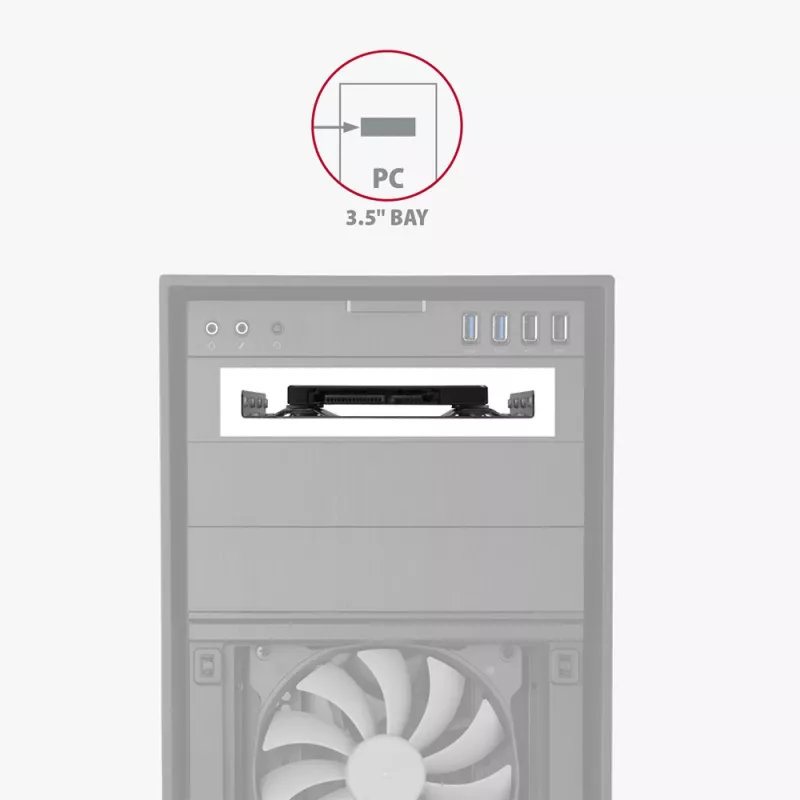 Axagon RHD-125S laikiklis 1x 2,5 colio HDD/SSD į 3,5 colio lizdą, metalinis, pilkas