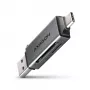 Axagon CRE-DAC USB-C+ USB-A 5 Gbps MINI 2 lizdų SD/microSD kortelių skaitytuvas USB 3.0 Type-A/Type-C pilka