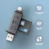Axagon CRE-DAC USB-C+ USB-A 5 Gbps MINI 2 lizdų SD/microSD kortelių skaitytuvas USB 3.0 Type-A/Type-C pilka