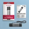 Axagon CRE-DAC USB-C+ USB-A 5 Gbps MINI 2 lizdų SD/microSD kortelių skaitytuvas USB 3.0 Type-A/Type-C pilka