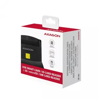Axagon CRE-SM2 išmaniosios kortelės skaitytuvas USB 2.0 juodas 1,3 m kabelis