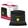 Axagon CRE-SM2 išmaniosios kortelės skaitytuvas USB 2.0 juodas 1,3 m kabelis
