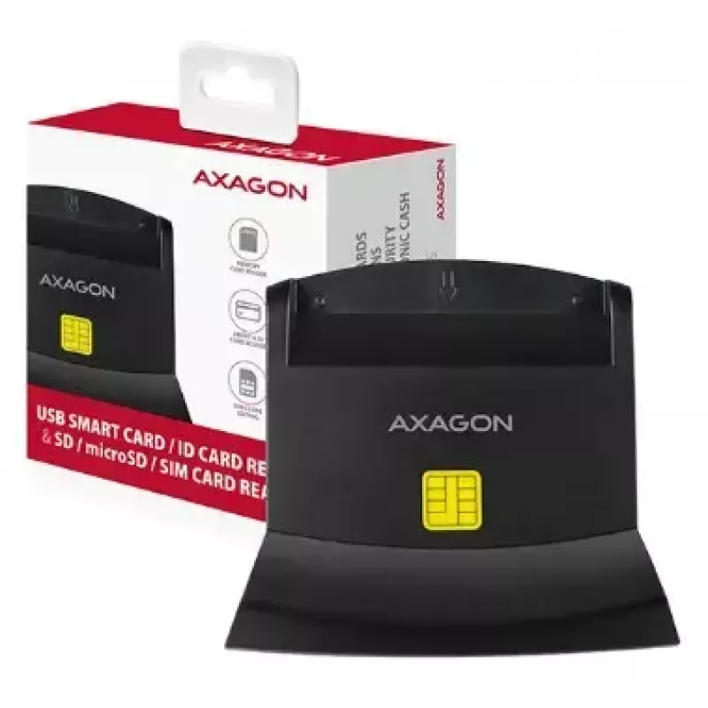 Axagon CRE-SM2 išmaniosios kortelės skaitytuvas USB 2.0 juodas 1,3 m kabelis