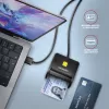 Axagon CRE-SM3N USB-A plokščiasis kortelių skaitytuvas, USB 2.0, 1,3 m, juodas, 57 g