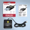 Axagon CRE-SM3N USB-A plokščiasis kortelių skaitytuvas, USB 2.0, 1,3 m, juodas, 57 g