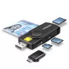 Axagon CRE-SMP2A USB kortelių skaitytuvas su SD/microSD/SIM lizdais, juodas