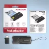 Axagon CRE-SMP2A USB kortelių skaitytuvas su SD/microSD/SIM lizdais, juodas