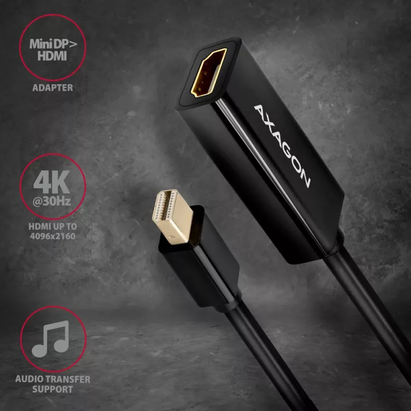Axagon RVDM-HI14N Mini DisplayPort -> HDMI 1.4 adapterius 4K/30Hz