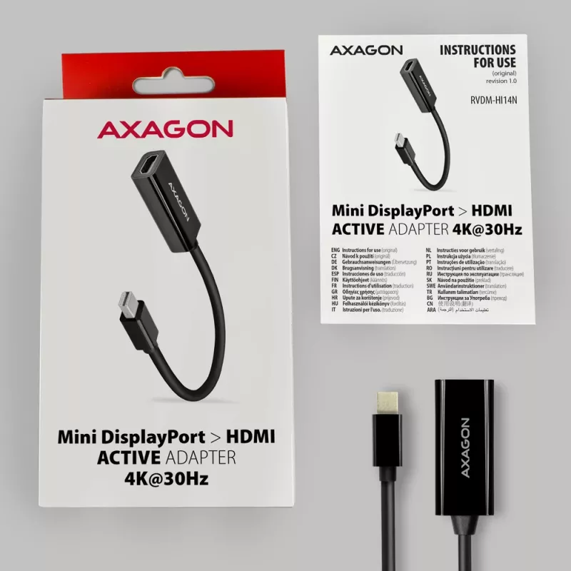 Axagon RVDM-HI14N Mini DisplayPort -> HDMI 1.4 adapterius 4K/30Hz