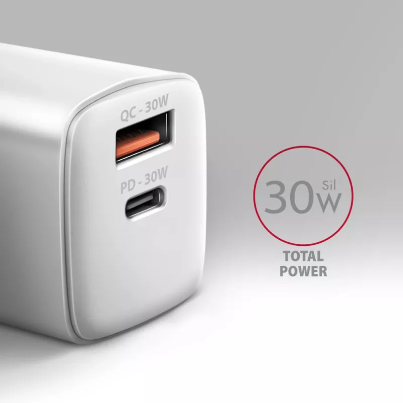Įkroviklis Axagon ACU-PQ30W QC3.0 30W USB-C baltas
