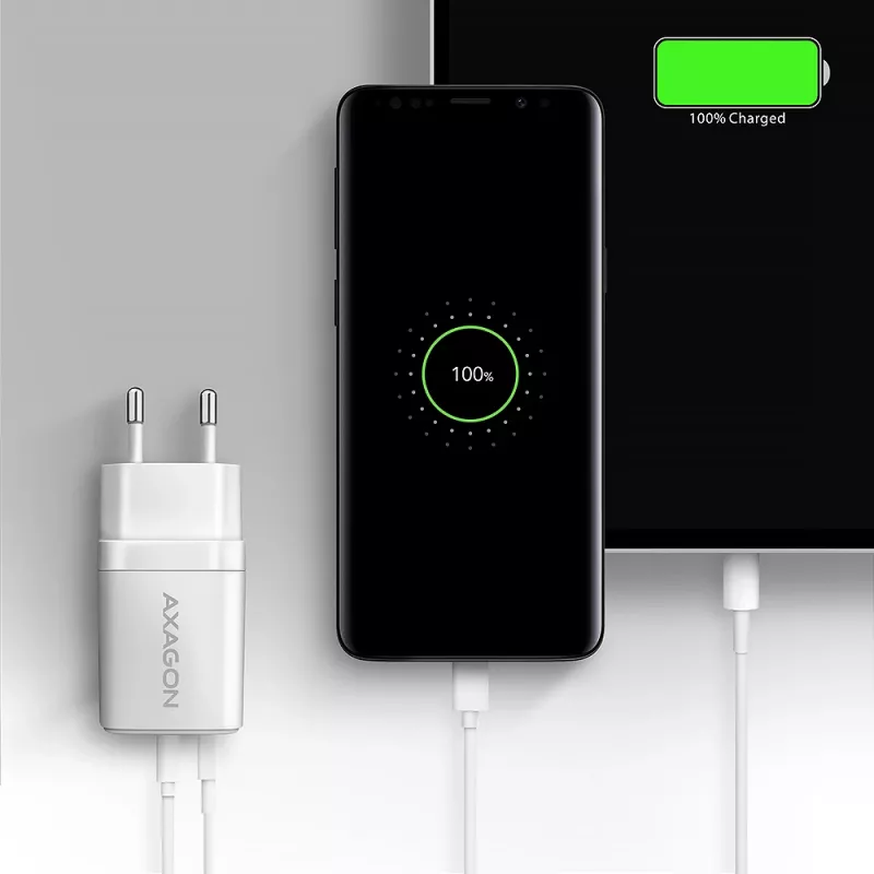 Įkroviklis Axagon ACU-PQ30W QC3.0 30W USB-C baltas