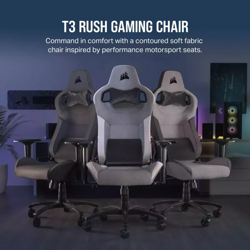 Universali žaidimų kėdė Corsair T3 RUSH 2023 minkšta sėdynė Antracito pilka