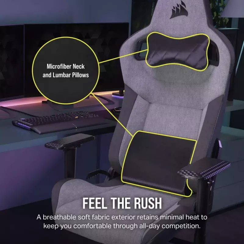 Universali žaidimų kėdė Corsair T3 RUSH 2023 minkšta sėdynė Antracito pilka