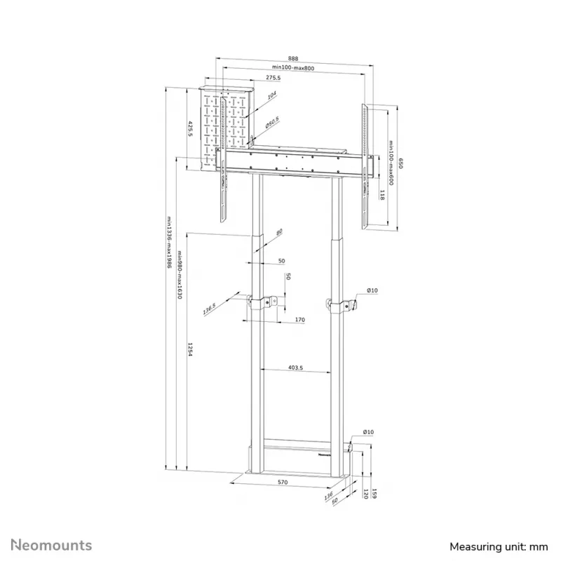 Neomounts WL55-875BL1 TV grindinis stovas 55-100 colių - sieninis - motorizuotas - TÜV