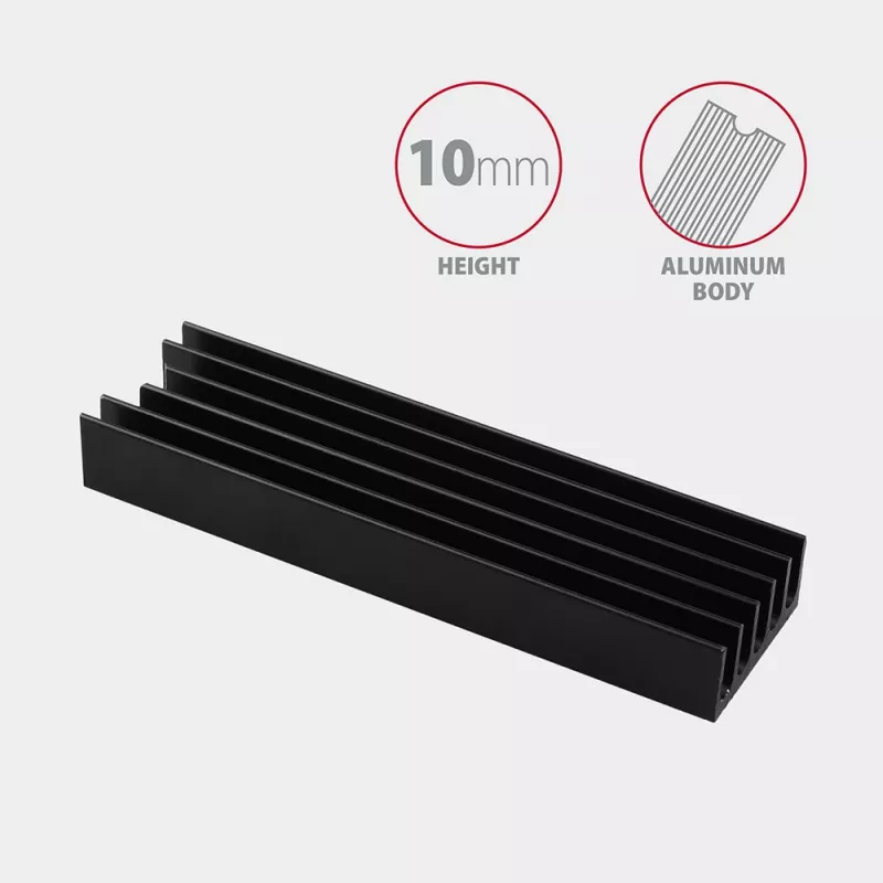 Axagon CLR-M2L10 pasyvus aliumininis aušintuvas M.2 SSD, dydis 2280, aukštis 10 mm