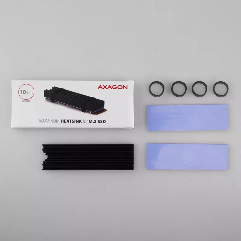 Axagon CLR-M2L10 pasyvus aliumininis aušintuvas M.2 SSD, dydis 2280, aukštis 10 mm