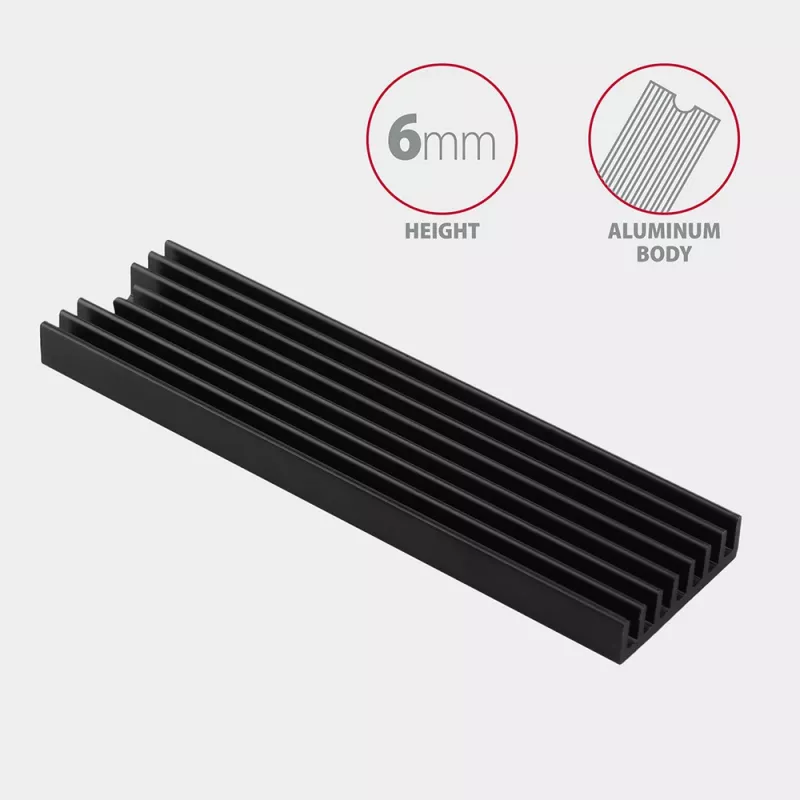 Axagon CLR-M2L6 Pasyvus aliumininis radiatoriukas M.2 SSD, dydis 2280, aukštis 6 mm