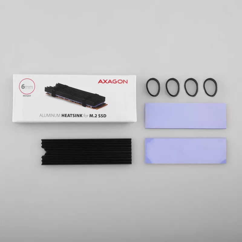 Axagon CLR-M2L6 Pasyvus aliumininis radiatoriukas M.2 SSD, dydis 2280, aukštis 6 mm