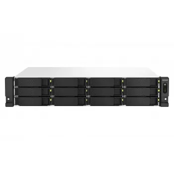 QNAP TS-1264U-RP NAS stovo (2U) Intel® Celeron® 8 GB DDR4 0 TB QNAP QTS Aliuminis, Juoda