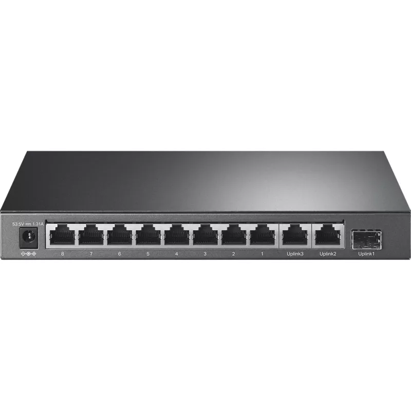 TP-Link 8 prievadų 10/100Mbps + 3 prievadų Gigabit stalinis jungiklis su 8 prievadų PoE+