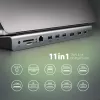Dockavimo stotelė Axagon HMC-4KX3 USB-C 5Gbps centras, 3x USB-A, 2x HDMI, DP, RJ-45, SD/microSD, garsas, PD 100W, kabelis 40cm