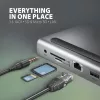 Dockavimo stotelė Axagon HMC-4KX3 USB-C 5Gbps centras, 3x USB-A, 2x HDMI, DP, RJ-45, SD/microSD, garsas, PD 100W, kabelis 40cm