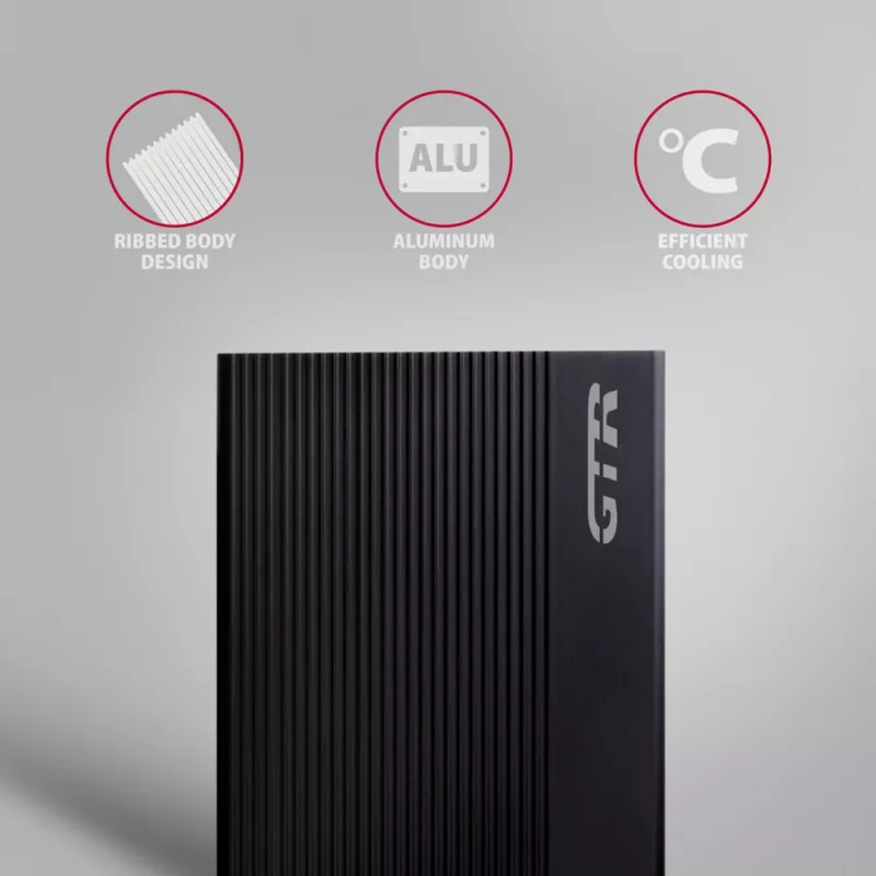 AXAGON EE35-GTR USB-C 5Gbps - SATA 6G, 3.5 colio briaunota dėžutė JUODA - USB Type C išorinis HDD korpusas 3.5 colio