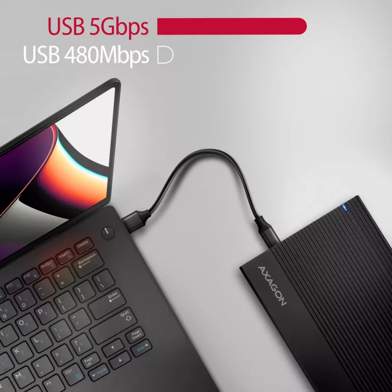 AXAGON EE35-GTR USB-C 5Gbps - SATA 6G, 3.5 colio briaunota dėžutė JUODA - USB Type C išorinis HDD korpusas 3.5 colio