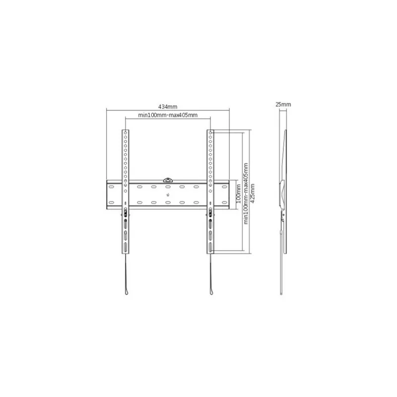 Gembird WM-55F-02 laikiklis televizoriui juodas, 32–55 colių, maks. 40 kg, VESA 200x200–400x400, 2,5 cm nuo sienos