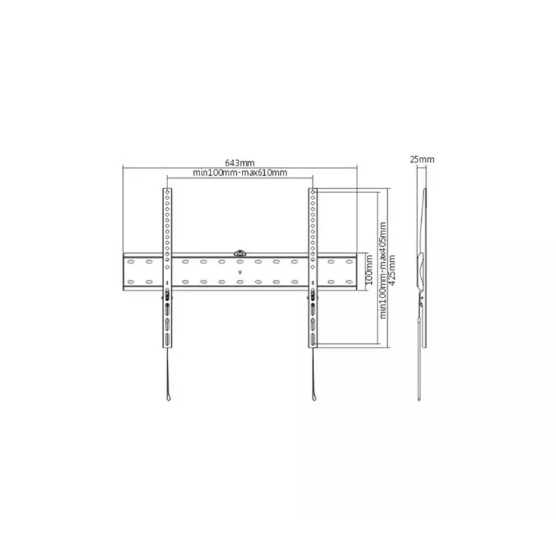 Gembird WM-70F-01 Juodas TV laikiklis 37–70 colių televizoriams, 40 kg, VESA 200x200–600x400, 2,5 cm nuo sienos