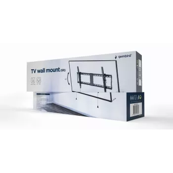 Gembird WM-90T-01 sieninis TV laikiklis 43–90 colių ekranams, VESA 200x200–800x400, pakreipimas -12°–3°, 70 kg, juodas