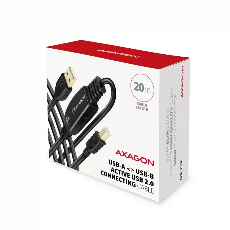 Aktyvus USB 2.0 ilginimo kabelis Axagon ADR-220B, A-M → B-M, 20 m