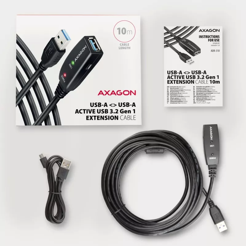 Aktyvus USB 3.2 Gen 1 ilginimo kabelis Axagon ADR-310 10 m