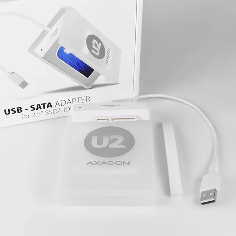 Axagon ADSA-1S USB 2.0 – 2,5 colio SATA HDD/SSD adapteris, baltas