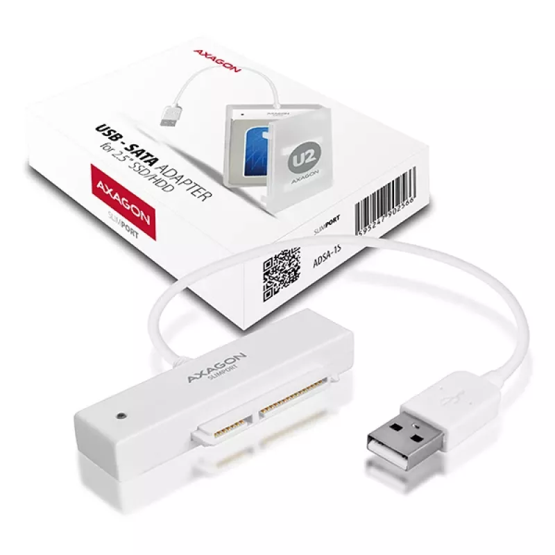 Axagon ADSA-1S USB 2.0 – 2,5 colio SATA HDD/SSD adapteris, baltas