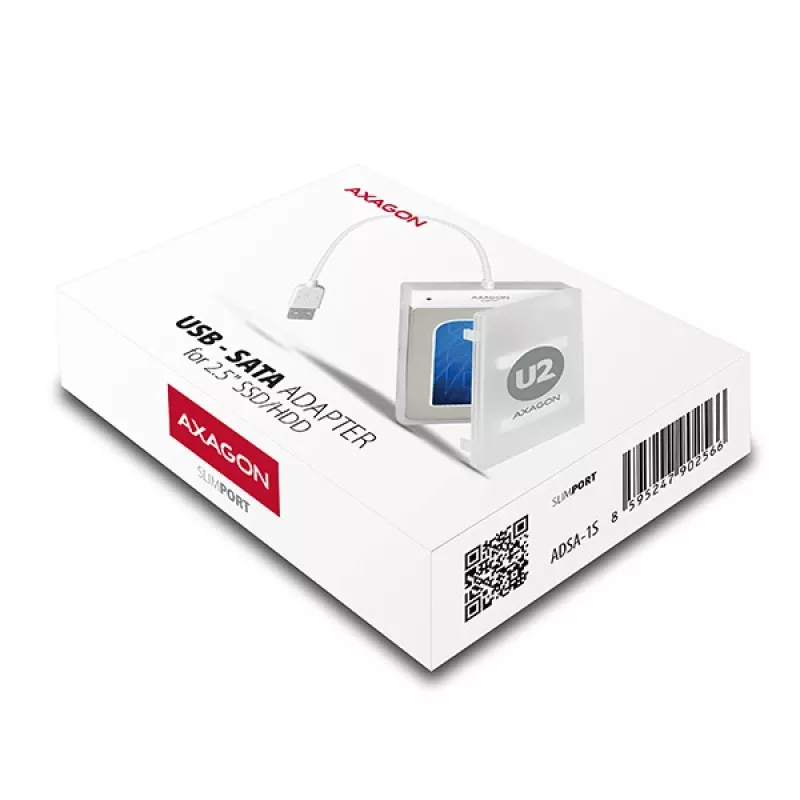 Axagon ADSA-1S USB 2.0 – 2,5 colio SATA HDD/SSD adapteris, baltas