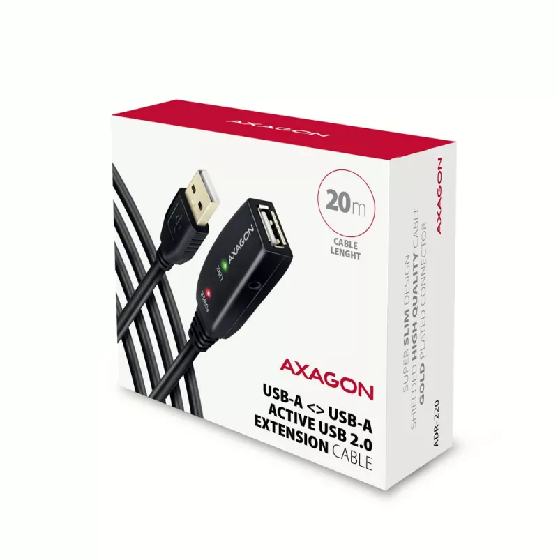 Aktyvus USB 2.0 ilginimo kabelis Axagon ADR-220 20 m (A-M -> A-F)