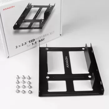 Axagon RHD-225 metalinis laikiklis 2x 2,5 colio HDD/SSD į 3,5 colio lizdą, su ventiliatoriaus tvirtinimu