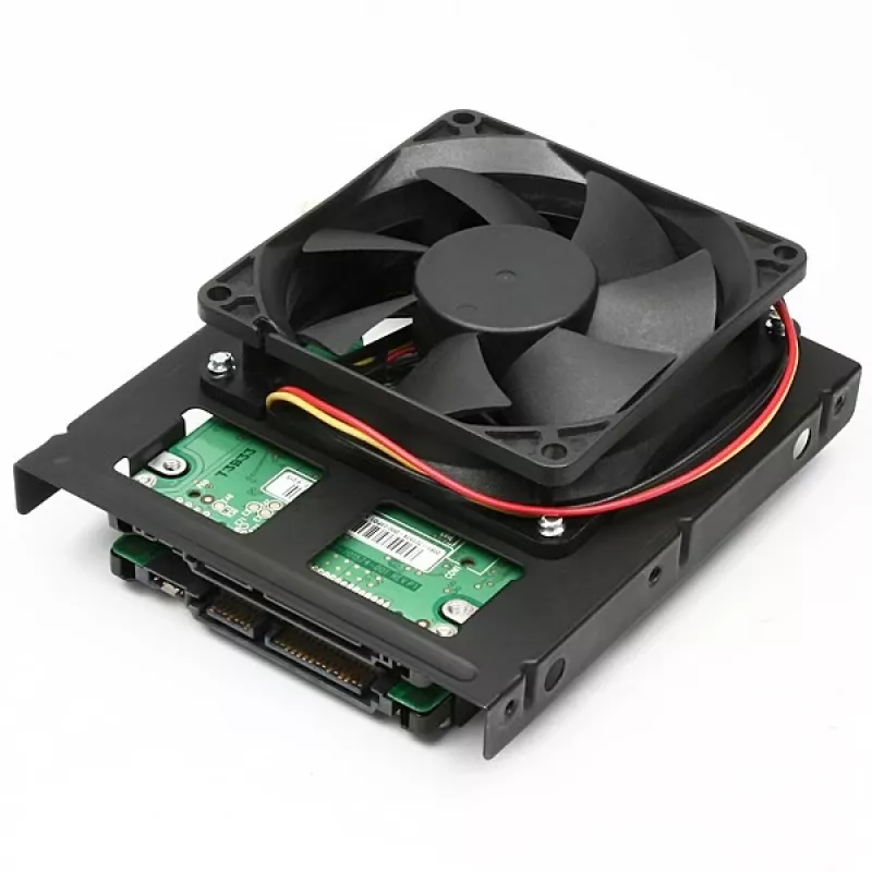 Axagon RHD-225 metalinis laikiklis 2x 2,5 colio HDD/SSD į 3,5 colio lizdą, su ventiliatoriaus tvirtinimu